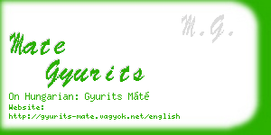 mate gyurits business card