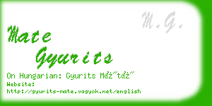 mate gyurits business card